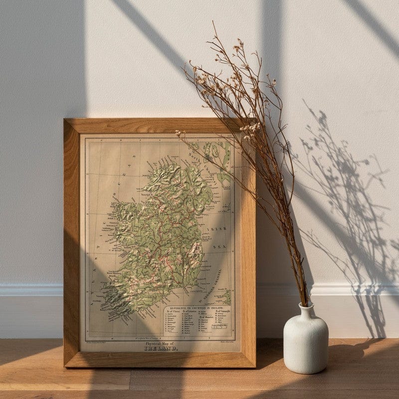 Historic Map : 1880 Physical Map of Ireland. v1 - Vintage Wall Art