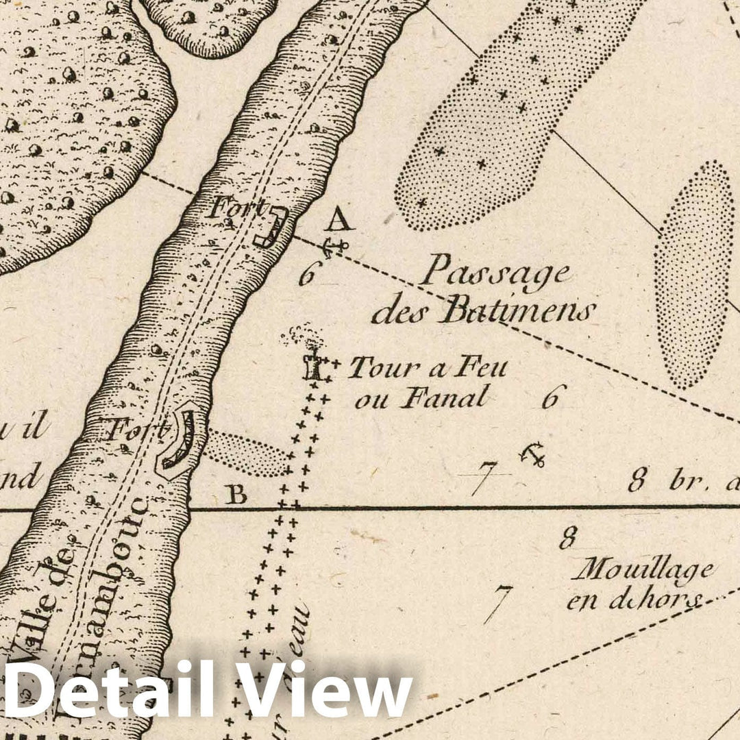 Historic Map : Brazil, Pernambuco (Brazil), 1764 Plan de Fernambouc a la coste de Bresil. , Vintage Wall Art