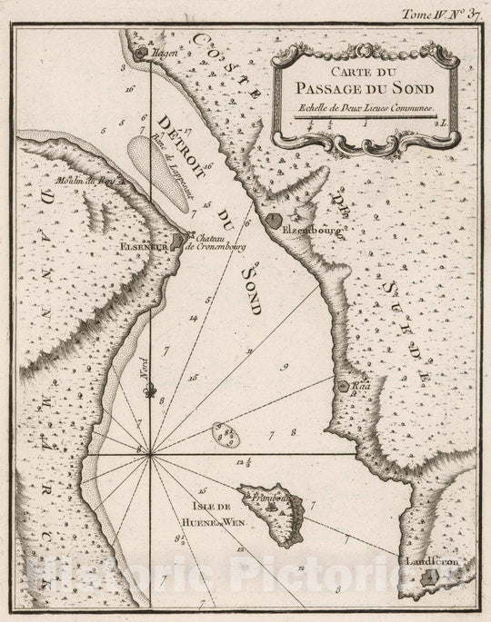 Historic Map : Sweden; Denmark, Northern Europe 1764 Carte Du Passage Du Sond , Vintage Wall Art