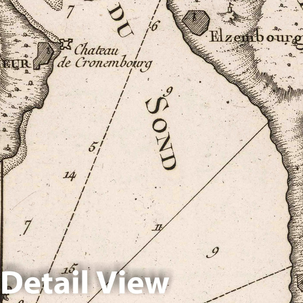 Historic Map : Sweden; Denmark, Northern Europe 1764 Carte Du Passage Du Sond , Vintage Wall Art