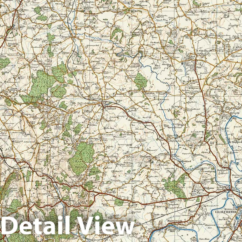 Historic Map : National Atlas - 1913 Sheet 92. Gloucester & Forest of Dean. - Vintage Wall Art