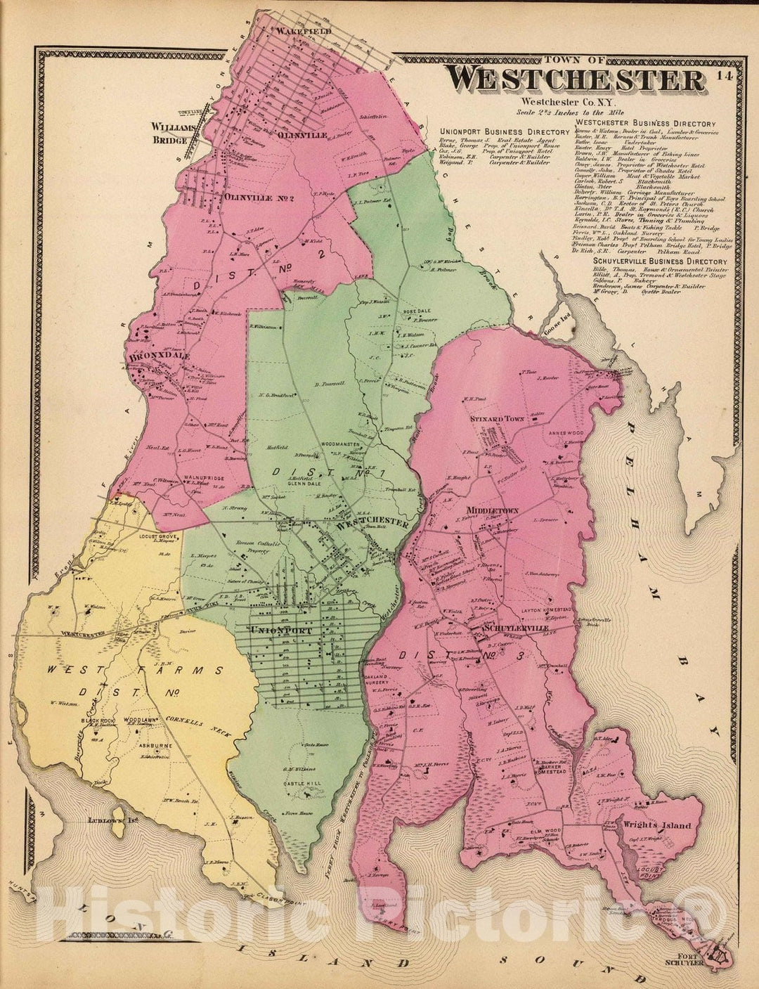 Historic Map : Bronx (New York, N.Y.), New 1868 Westchester, N.Y. , Vintage Wall Art