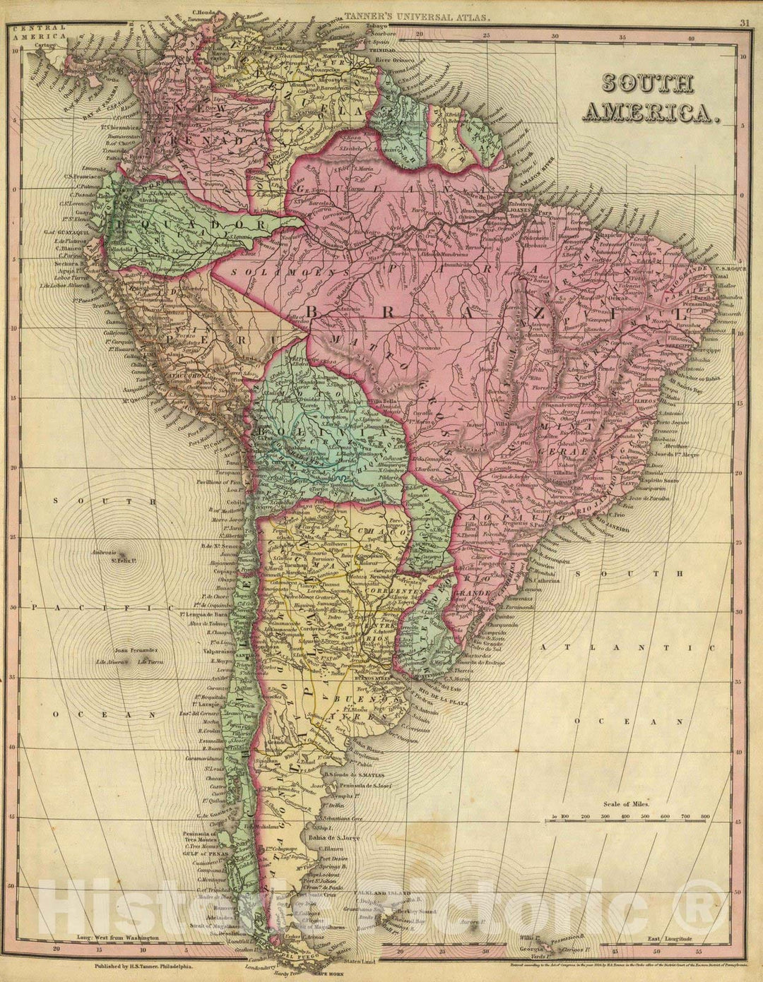 Historic Map : 1836 South America : Vintage Wall Art