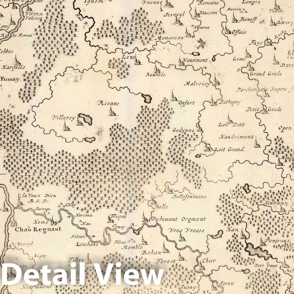 Historic Map : France, 1712 23. Carte particuliere des environs de Philippeville, Charlemont, Marienbourg, Rocroy, Charleville, Mezieres, Sedan, c. 1712. , Vintage Wall Art