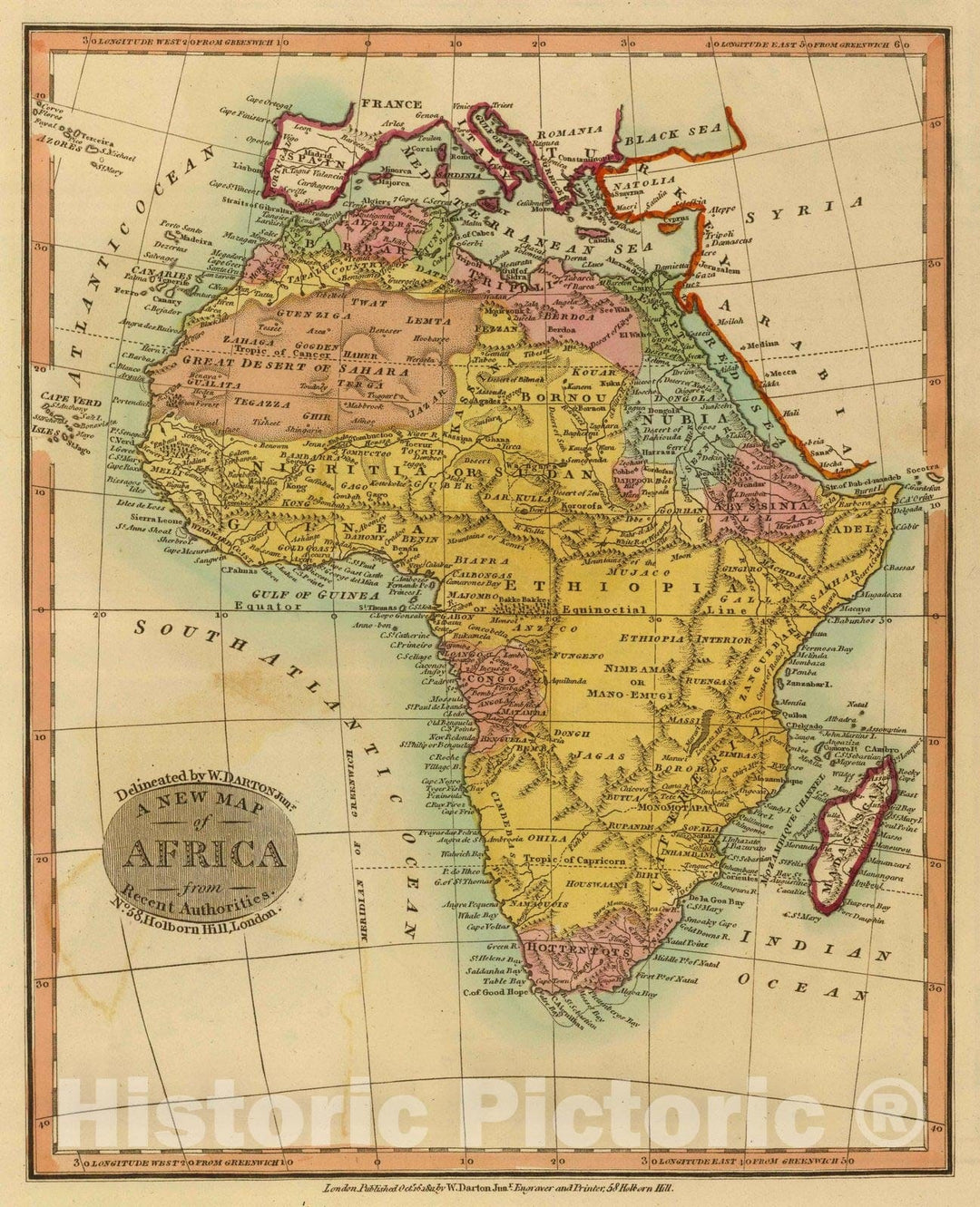 Historic Map : 1811 Africa. v2 - Vintage Wall Art