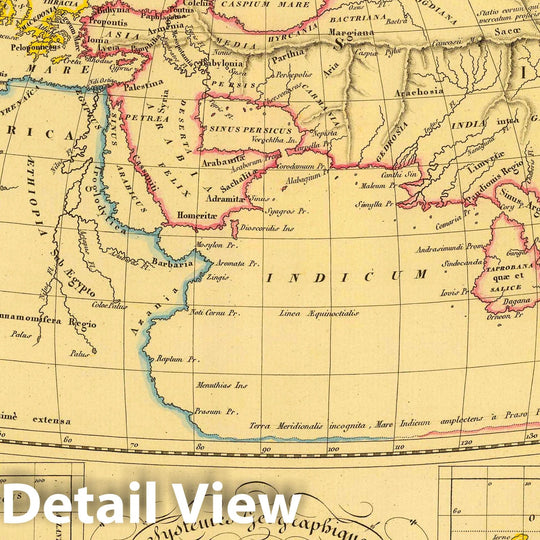 Historic Map : India; Turkey, Mediterranean 1837 Geographiques de Ptolemee, de Strabon & d'Eratosthene. , Vintage Wall Art