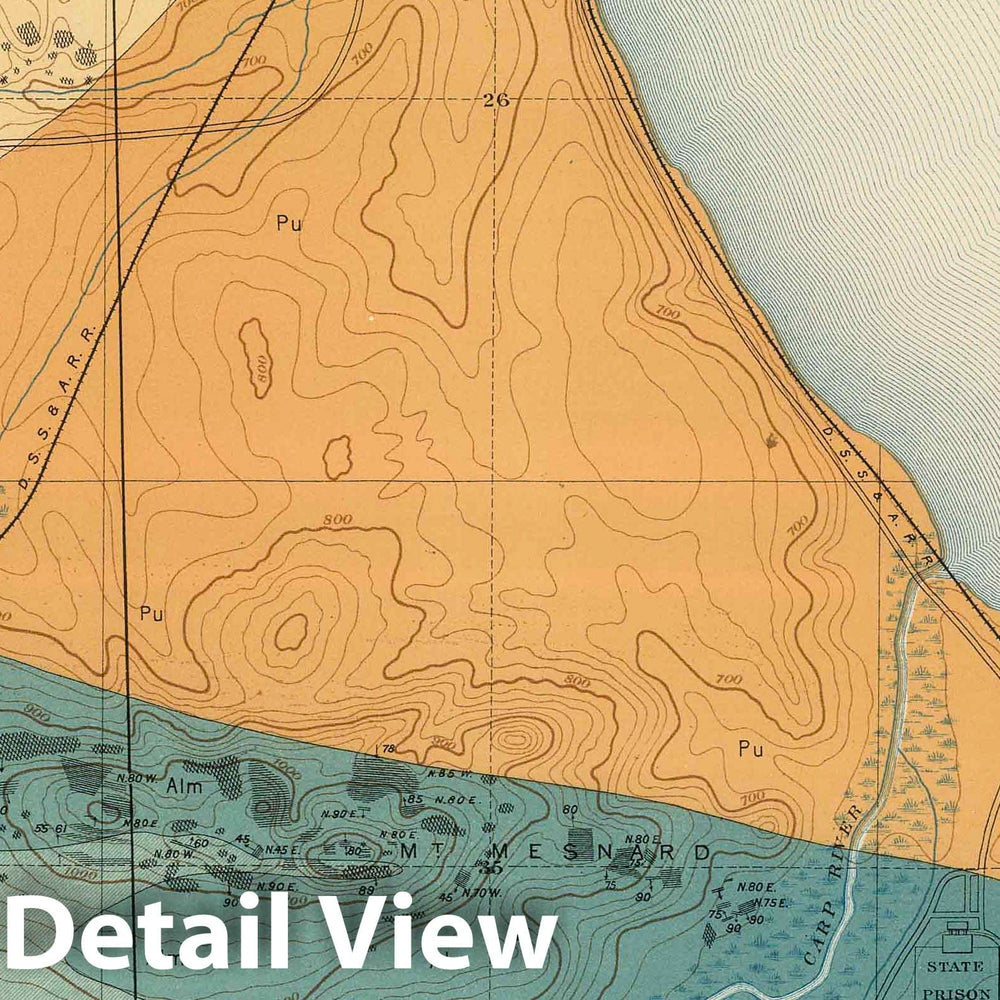 Historic Map : Geologic Atlas - 1896 Detailed Geology Sheet XXXVIII. - Vintage Wall Art