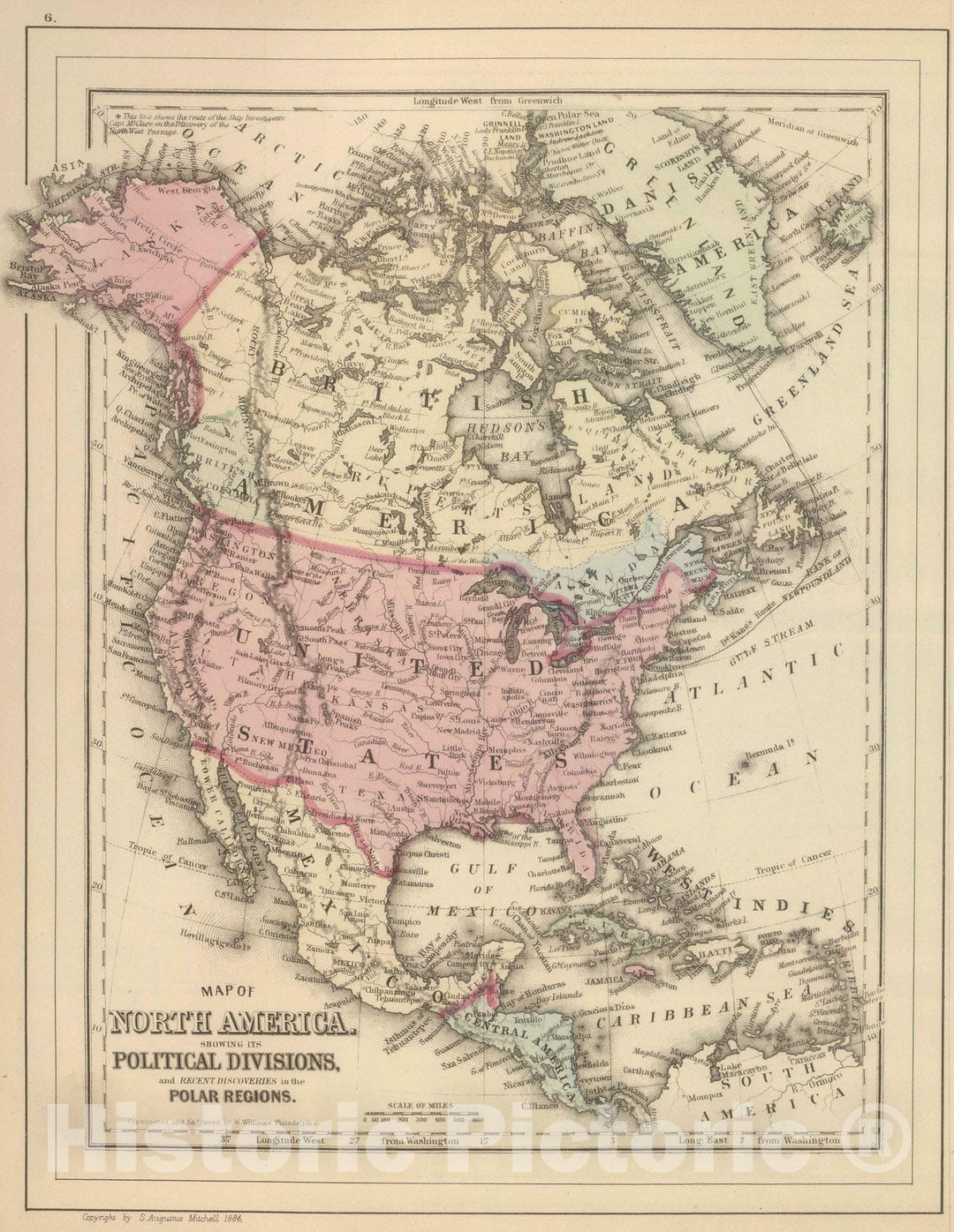 Historic Map : 1884 North America : Vintage Wall Art