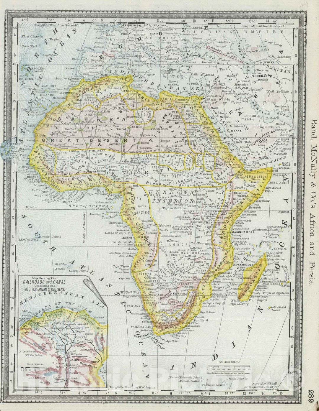 Historic Map : National Atlas - 1889 Africa. - Vintage Wall Art