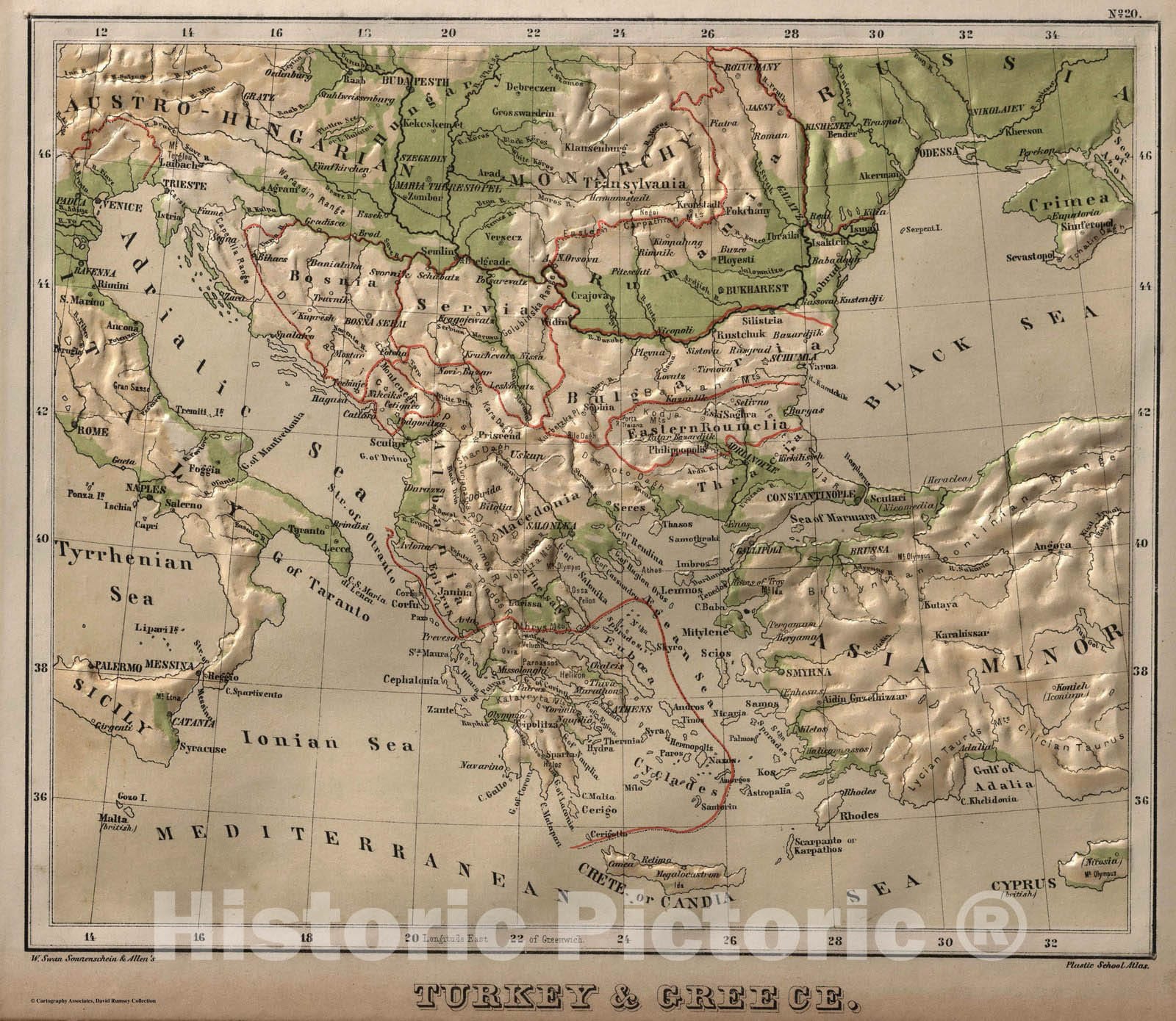 Historic Map : 1880 Turkey and Greece. v1 - Vintage Wall Art