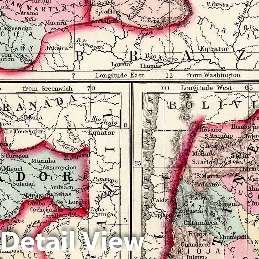 Historic Map : 1877 Map of New Granada, Venezuela and Guiana; Map of Peru and Equador ; Map of the Argentine Confederation - Vintage Wall Art