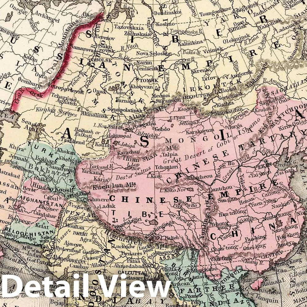 Historic Map : 1877 Map Of Asia Showing its Gt. Political Divisions - Vintage Wall Art