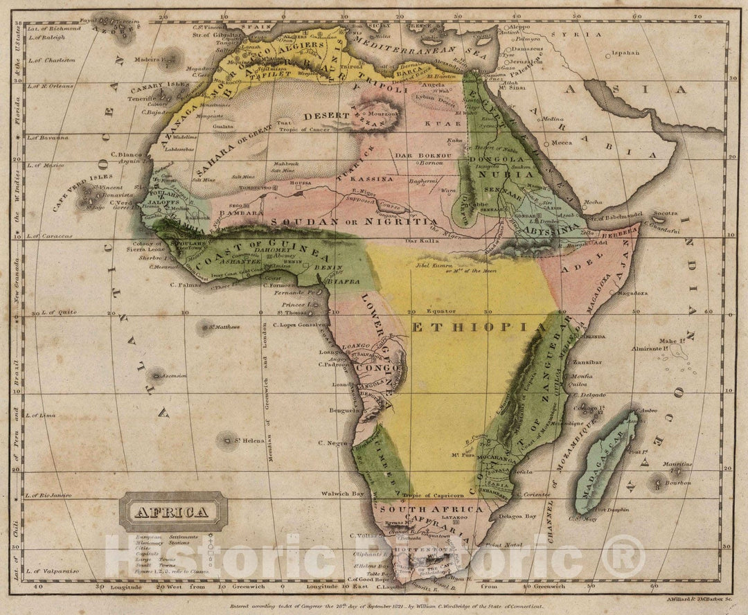 Historic Wall Map : School Atlas - 1824 Africa - Vintage Wall Art