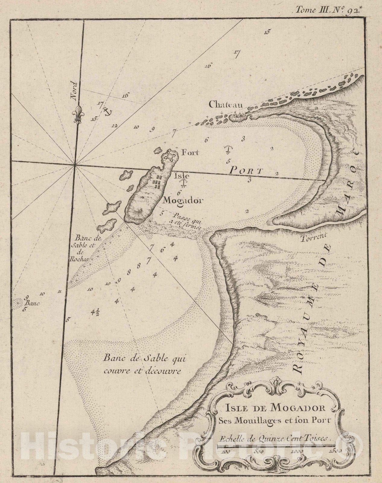 Historic Map : Morocco, North Africa 1764 Isle de Mogador ses Mouillages et son Port , Vintage Wall Art