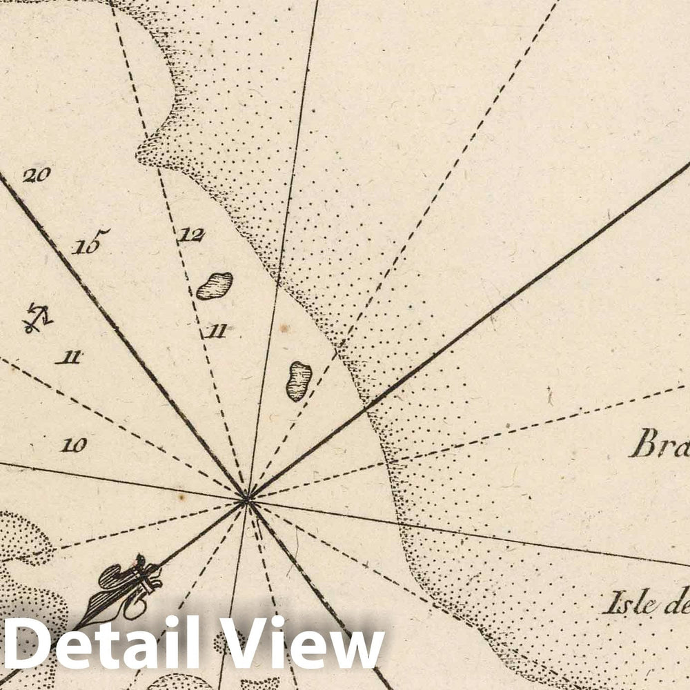 Historic Map : Mauritius, , Africa 1764 Plan du Port Bourbon en l'Isle de France , Vintage Wall Art