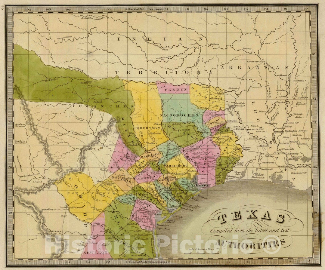 Historic Map : 1840 Texas. - Vintage Wall Art