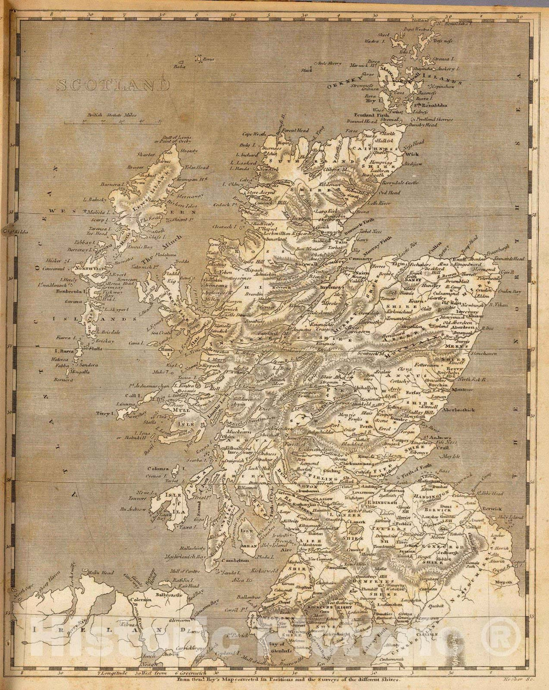 Historic Map : 1804 Scotland. - Vintage Wall Art