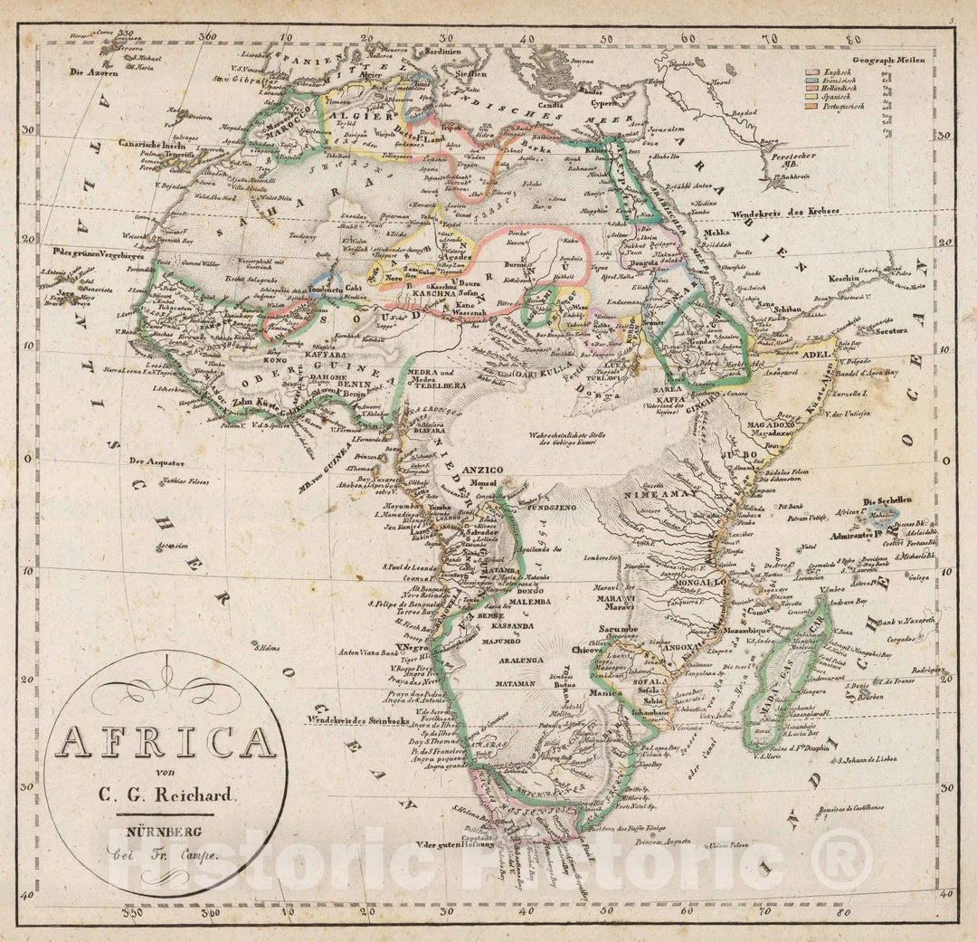 Historic Map : 1822 Africa : Vintage Wall Art