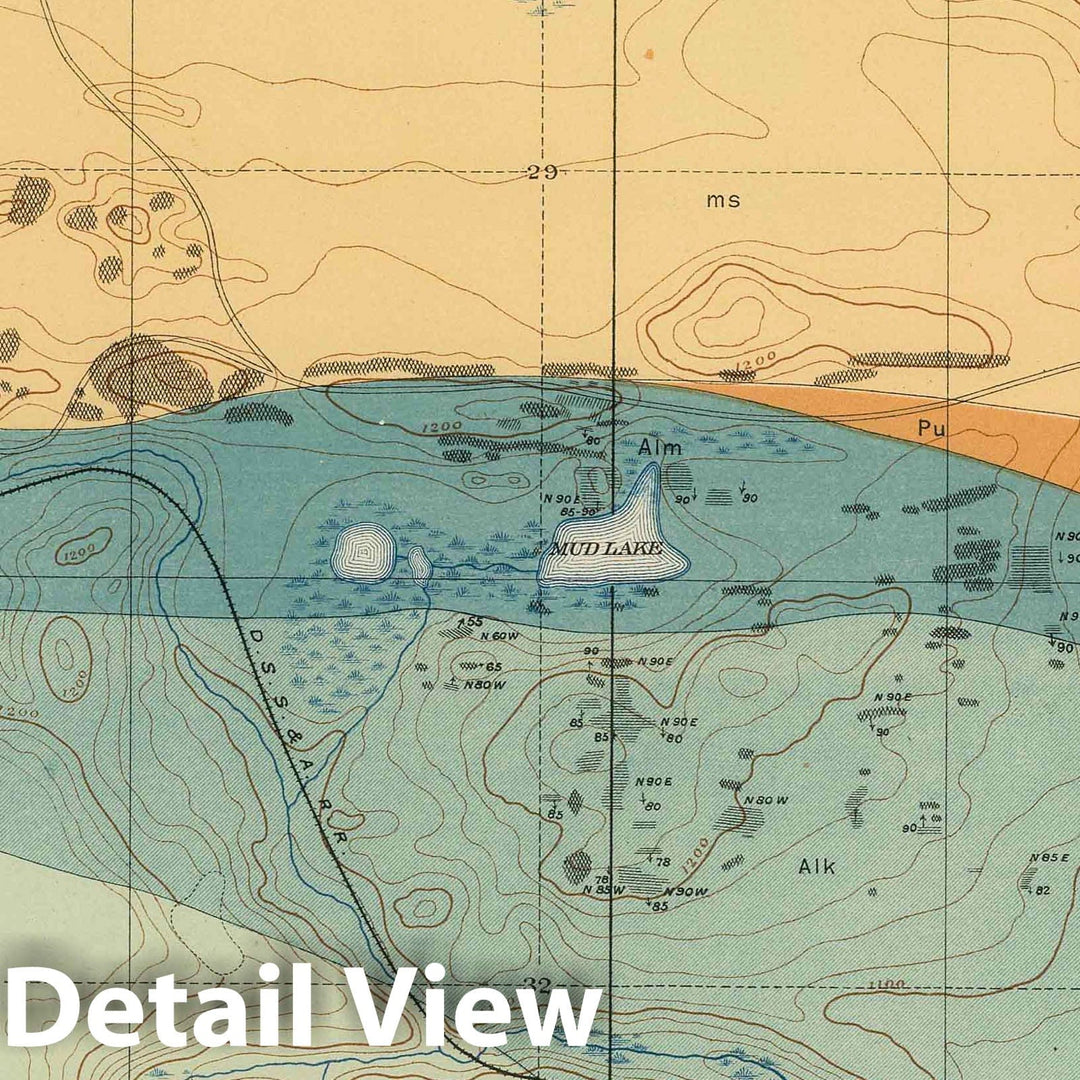 Historic Map : Geologic Atlas - 1896 Detailed Geology Sheet XXXVI. - Vintage Wall Art