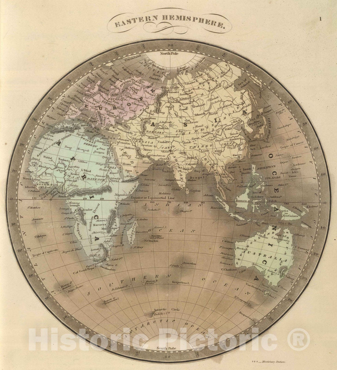 Historic Map : 1848 Eastern Hemisphere. - Vintage Wall Art