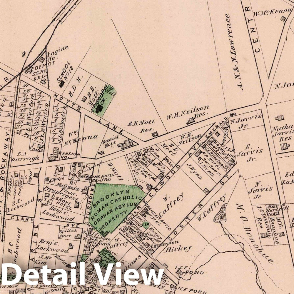 Historic Map : 1873 Far Rockaway, in Hempstead. Long Island. - Vintage Wall Art