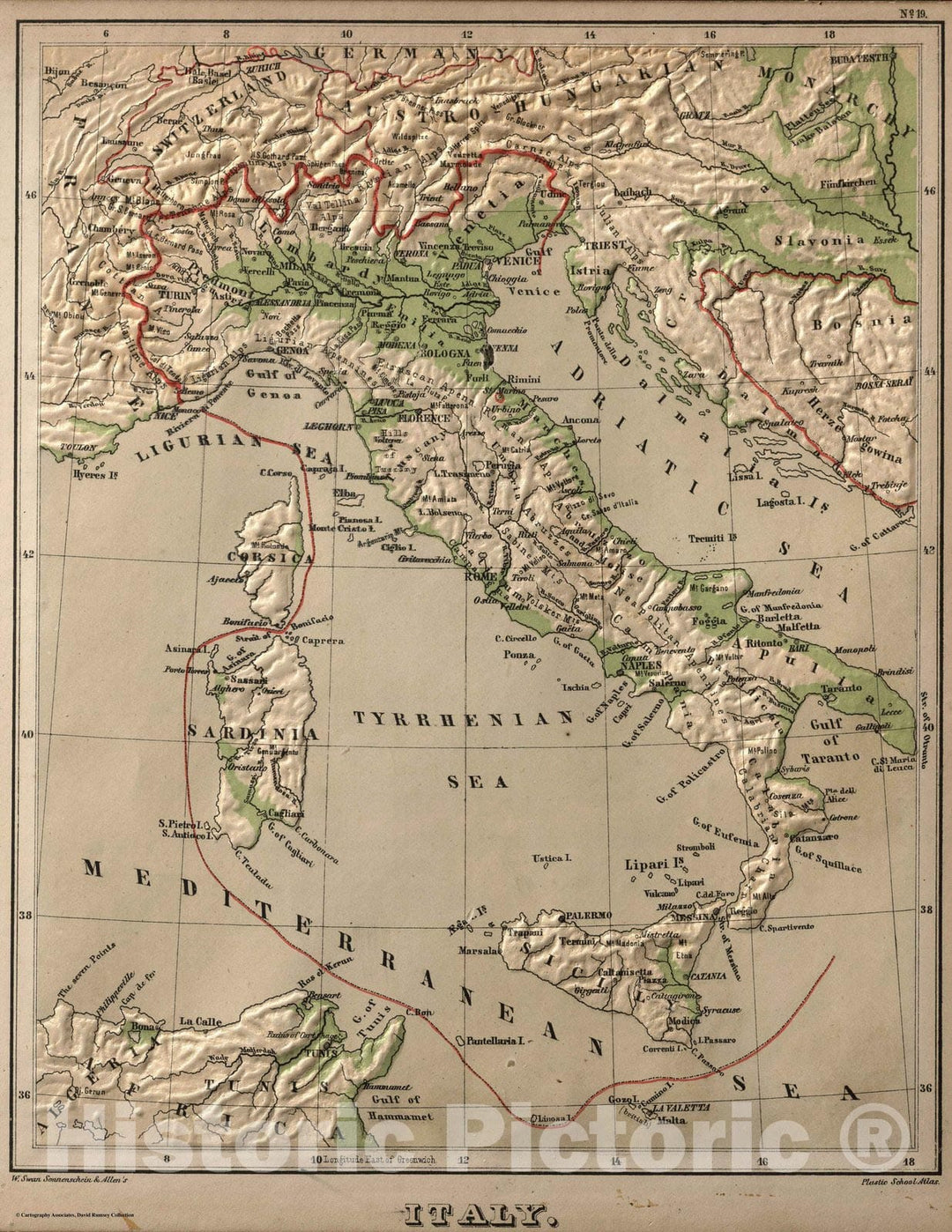 Historic Map : 1880 Italy. v2 - Vintage Wall Art