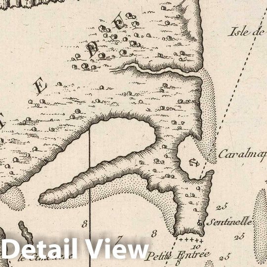 Historic Map : Chile , Chacao (Chile), 1764 Carte de l'entree du golphe du Chiloe et du port de Cachao au Chili. , Vintage Wall Art