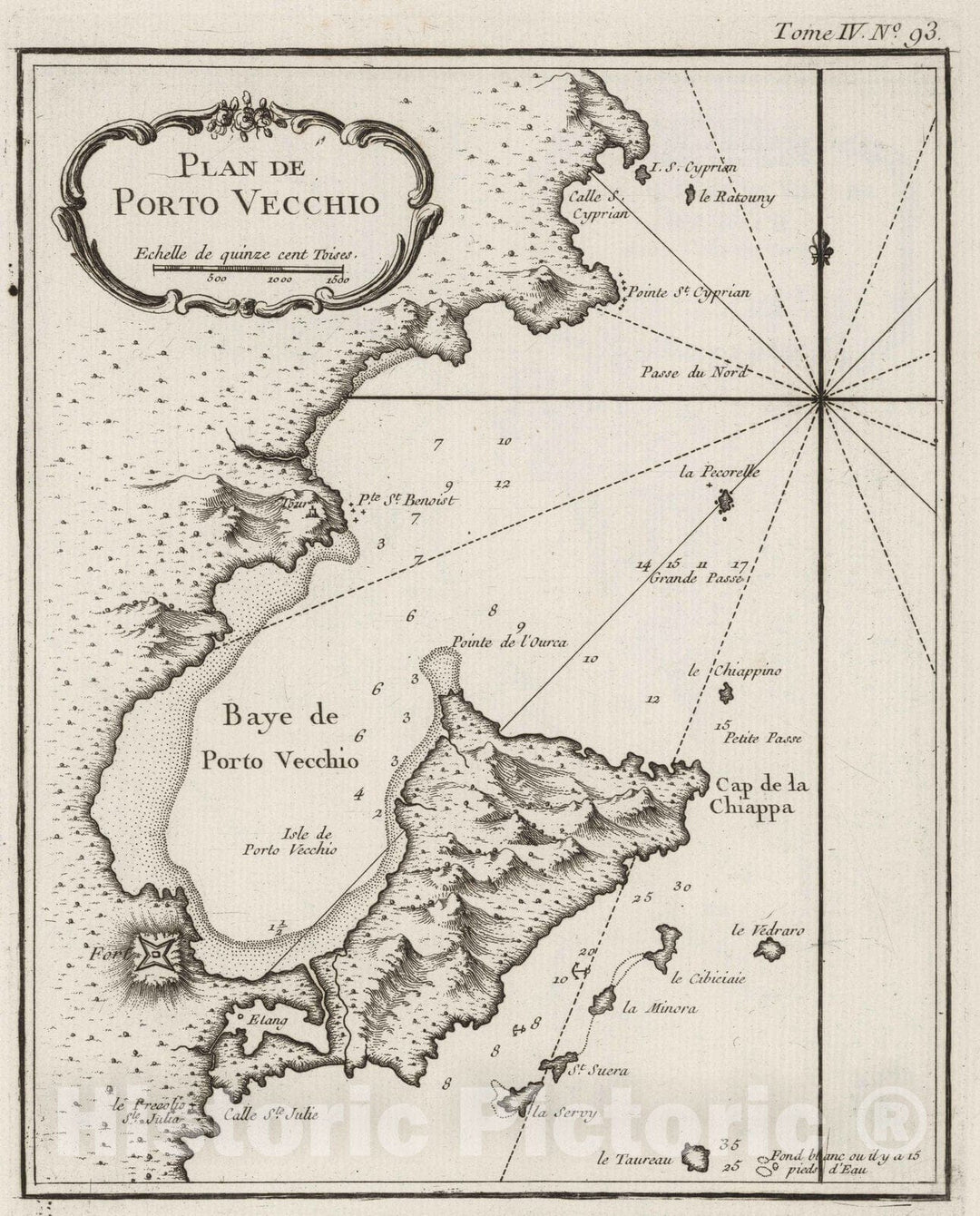 Historic Map : France, Corsica, Europe 1764 Plan de Porto Vecchio. , Vintage Wall Art