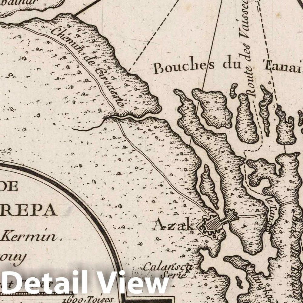 Historic Map : Russia , Tanais (Russia), Don River Delta (Russia) 1764 Carte des embouchures du Tanais, Vintage Wall Art