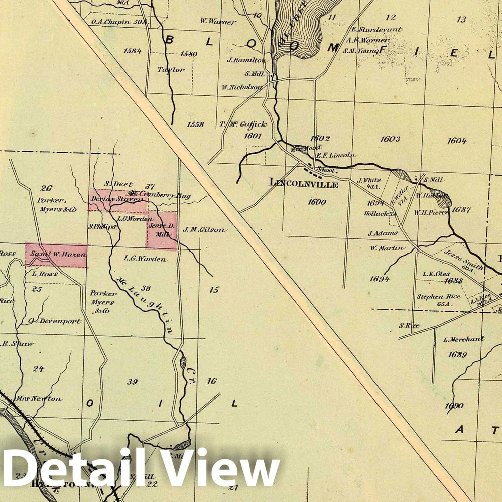 Historic Map : 1865 Oil Creek, Titusville-Oil Creek Lake. - Vintage Wall Art