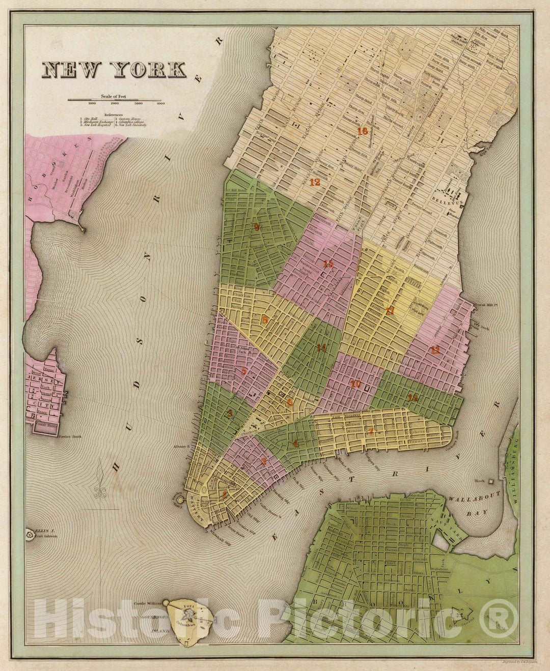 Historic Wall Map : 1841 New York (City). - Vintage Wall Art