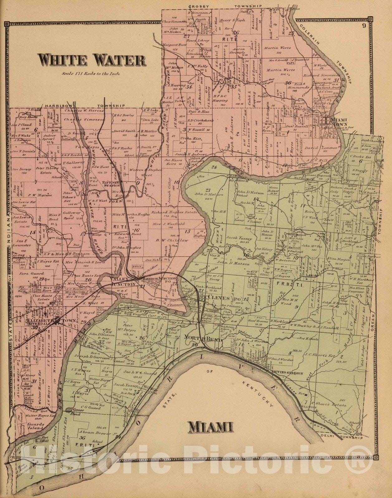 Historic Map : 1869 White Water, Miami. - Vintage Wall Art