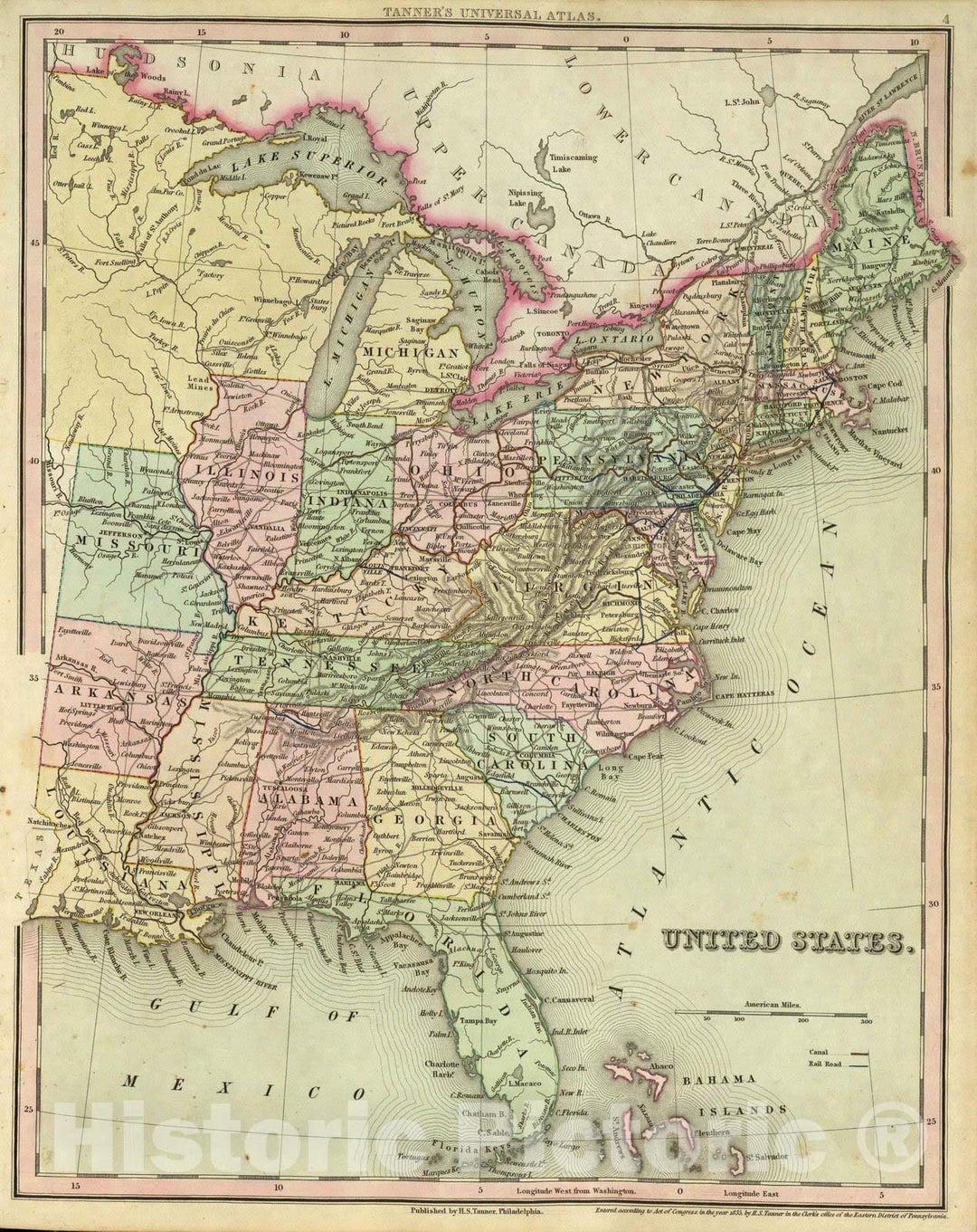 Historic Map : 1836 United States. - Vintage Wall Art