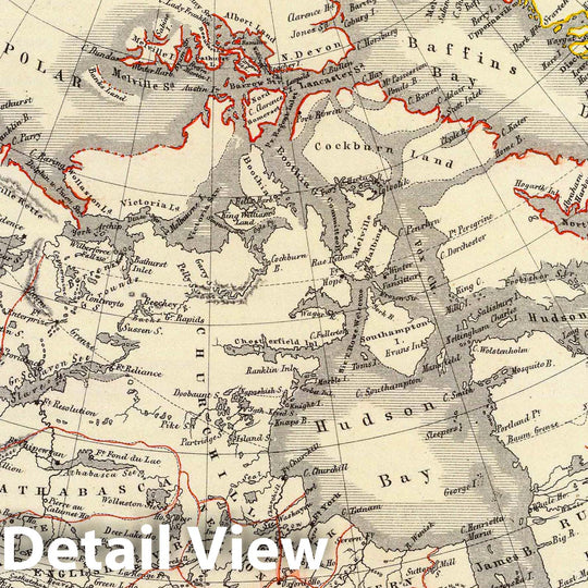 Historic Map : Canada; Greenland, 1854 Britisches Nord Amerika. , Vintage Wall Art