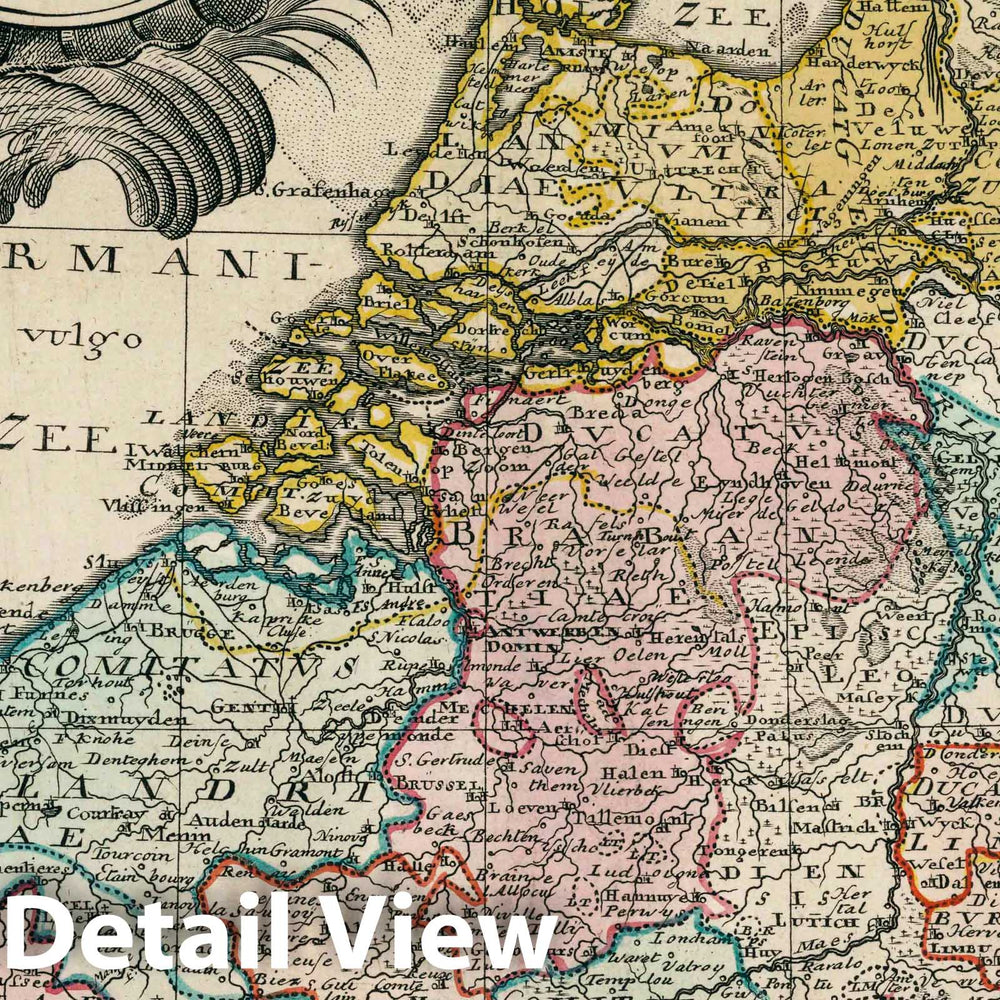 Historic Map : Netherlands, , Europe 1753 Tabula geogr: Belgii Universi VII Provinc , Vintage Wall Art