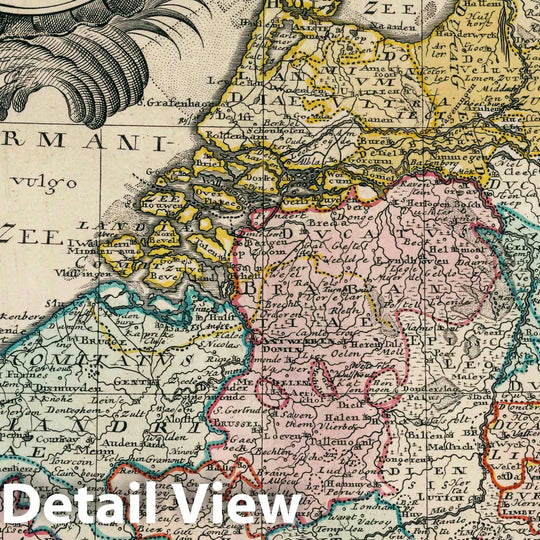 Historic Map : Netherlands, , Europe 1753 Tabula geogr: Belgii Universi VII Provinc , Vintage Wall Art