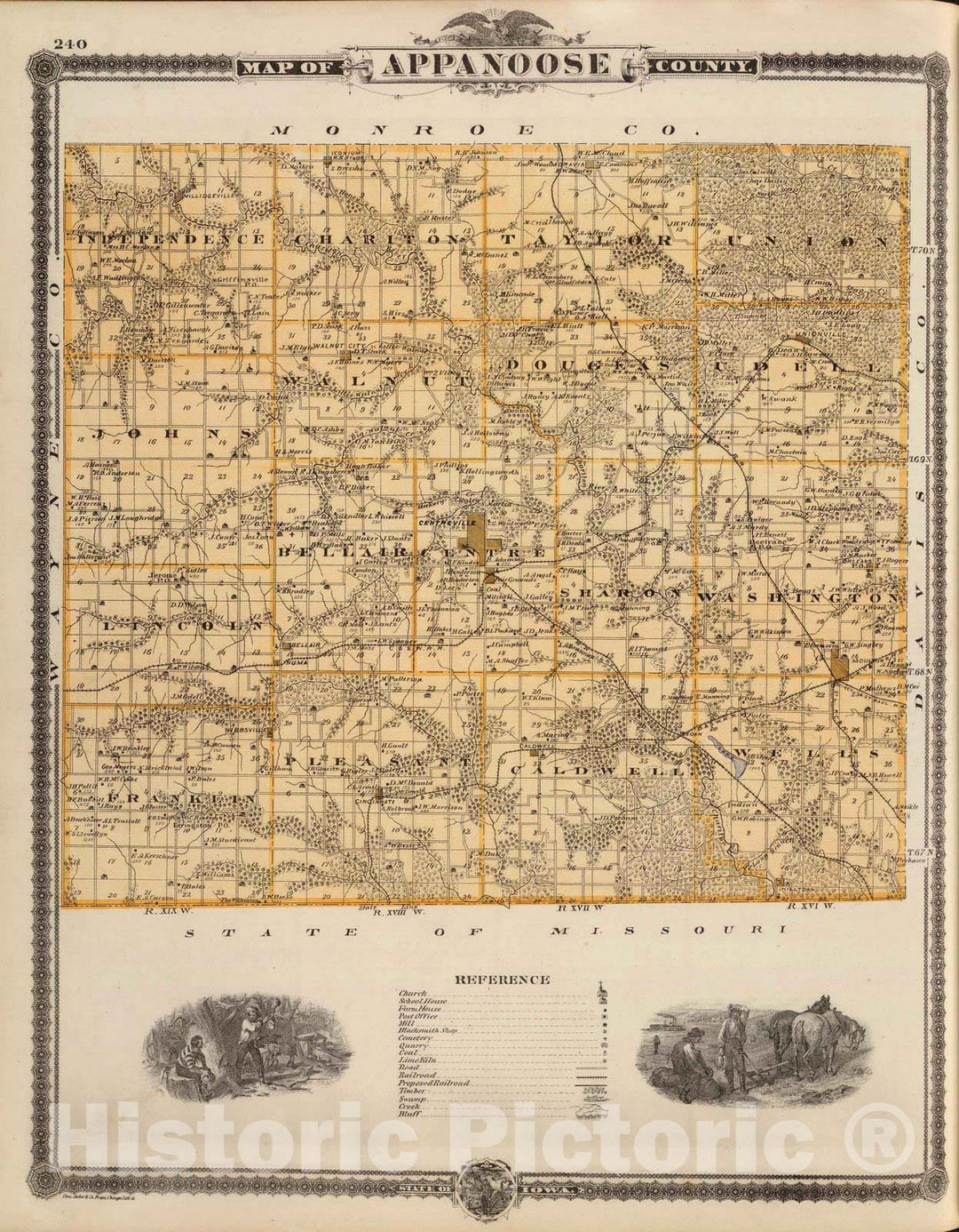 Historic Map : 1875 Map of Appanoose County, State of Iowa. - Vintage Wall Art