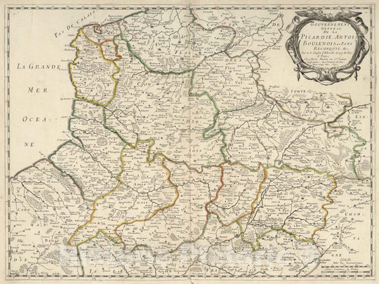 Historic Map : 1701 Picardie, Artoi, Boulenois and Country Reconquered, France. - Vintage Wall Art