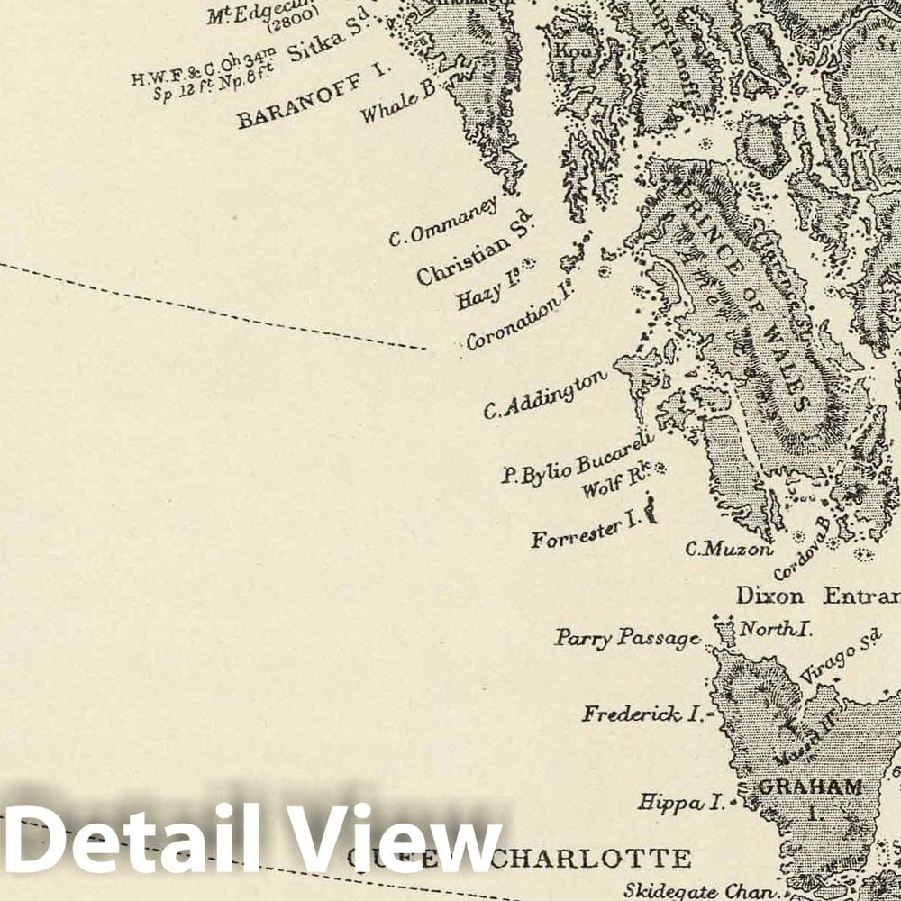 Historic Map : 1877 Pacific Ocean Eastern Part (portion), Cape Corrientes, Mexico to Kodiak Island. - Vintage Wall Art