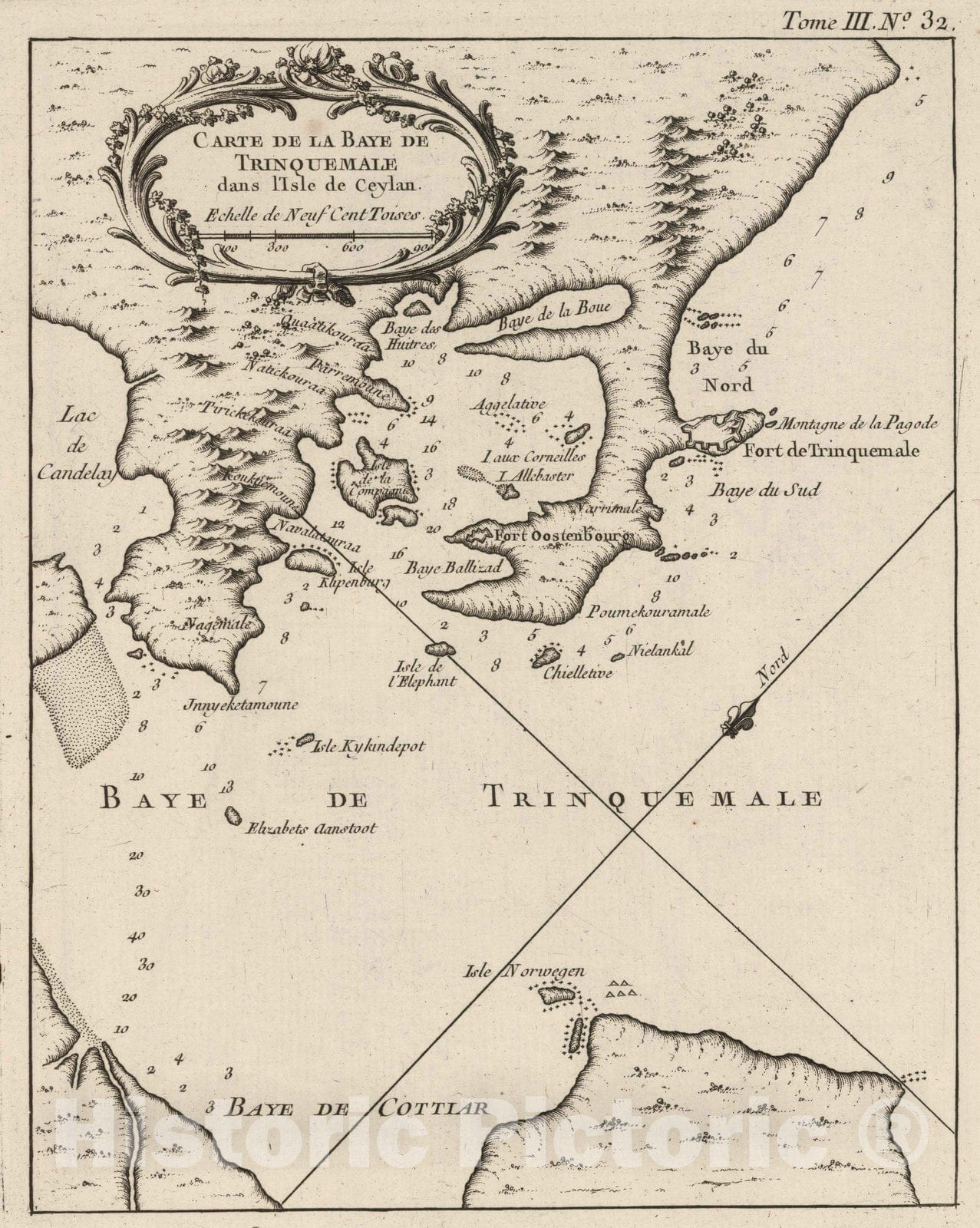 Historic Map : Sri Lanka, South East Asia 1764 Carte De La Baye De Trinquemale : dans l'Isle de Ceylan. , Vintage Wall Art