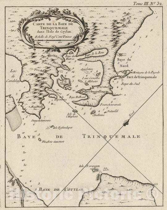 Historic Map : Sri Lanka, South East Asia 1764 Carte De La Baye De Trinquemale : dans l'Isle de Ceylan. , Vintage Wall Art