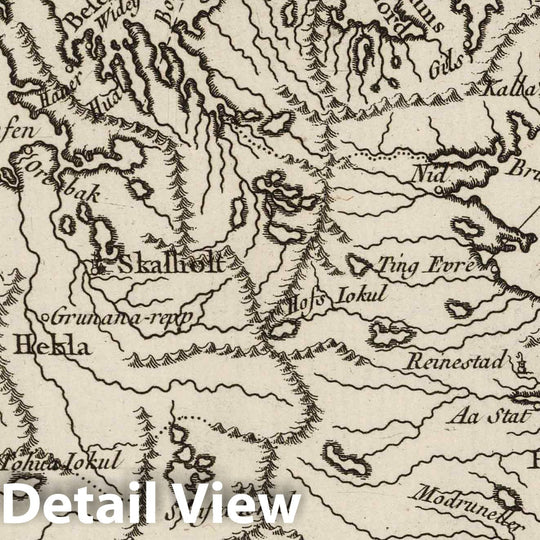 Historic Map : Iceland, , Europe 1764 Carte De L'Islande : Situe?e entre le 64. et 66. Deg. de Lat. Sept. , Vintage Wall Art