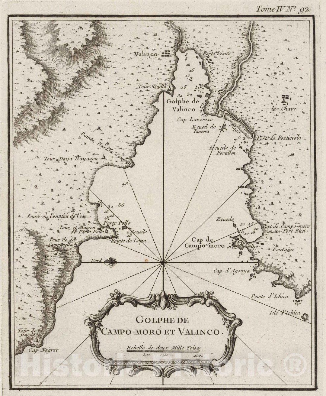 Historic Wall Map : France, Corsica, Europe 1764 Golphe de Campo-Moro et Valinco , Vintage Wall Art