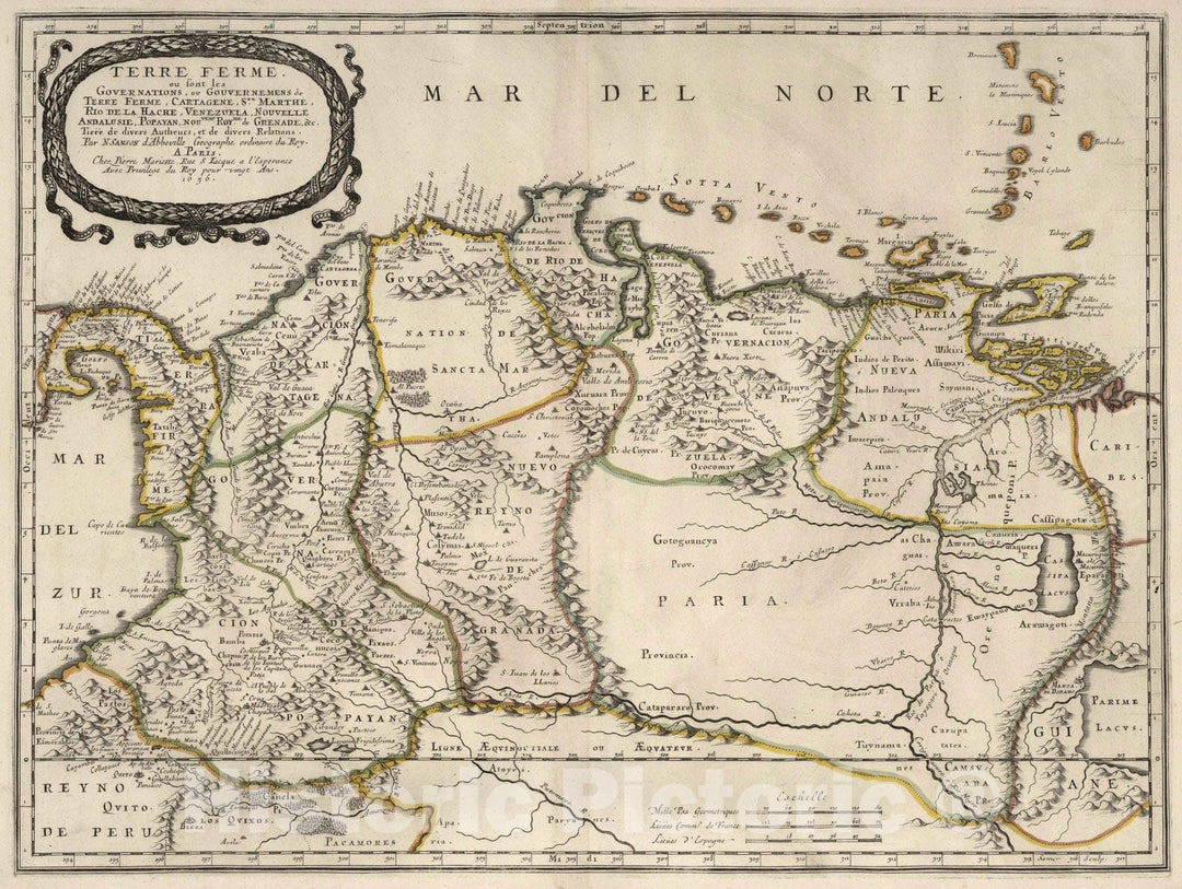 Historic Map : 1656 Northwest South America. - Vintage Wall Art