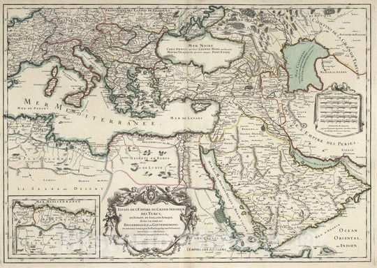 Historic Map : Turkey, 1700 Estats de l'Empire du Grand Seigneur des Turcs. , Vintage Wall Art