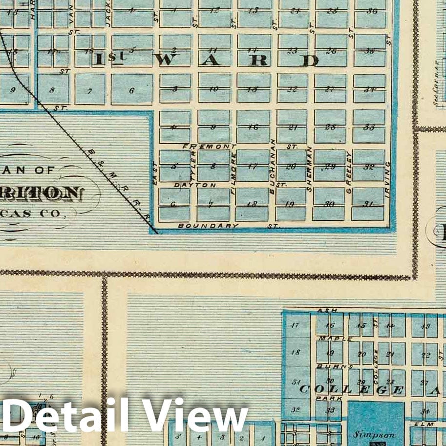 Historic Map : 1875 Plans of Chariton, Grand Junction, Mitchellville, and Indianola, State of Iowa. - Vintage Wall Art