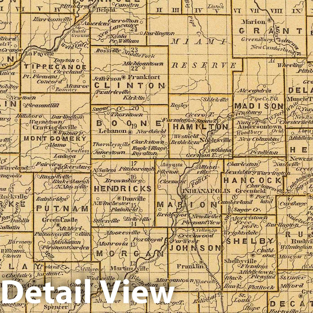 Historic Map : National Atlas - 1845 Indiana. - Vintage Wall Art