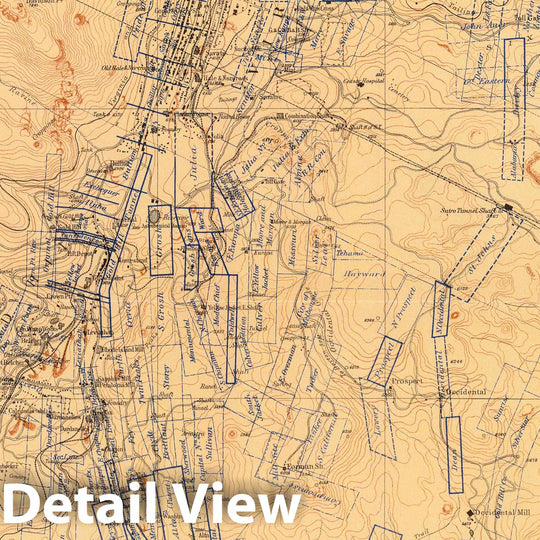 Historic Map : Geologic Atlas - 1882 Map of the Washoe District Showing Mining Claims. - Vintage Wall Art