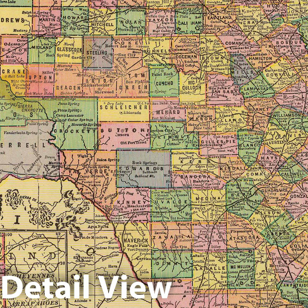 Historic Map : 1909 Texas. - Vintage Wall Art