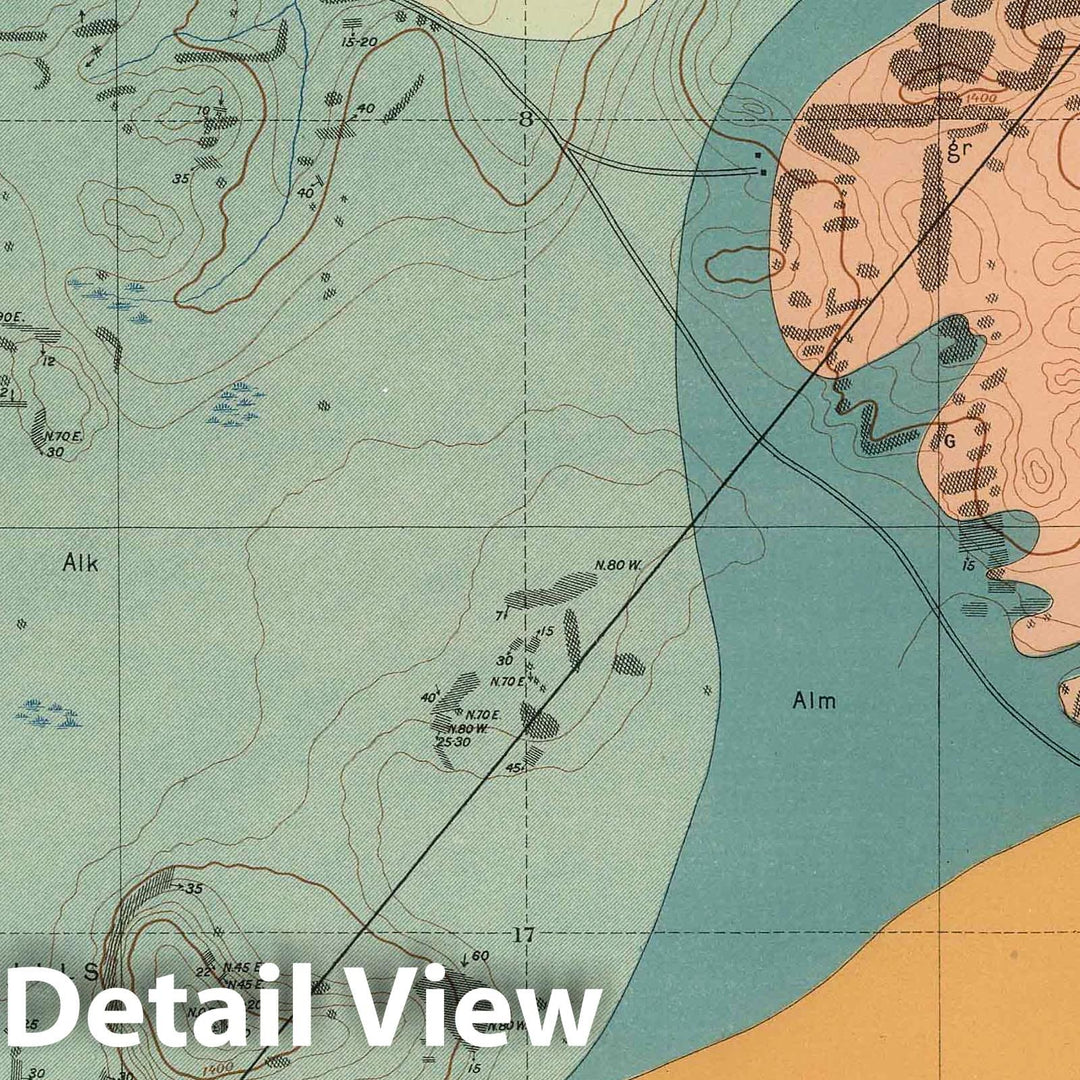 Historic Map : Geologic Atlas - 1896 Detailed Geology Sheet XXXVII. - Vintage Wall Art